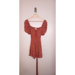 Altar'd State Floral Romper Puff Sleeve Belted Romantic Boho Women's Large